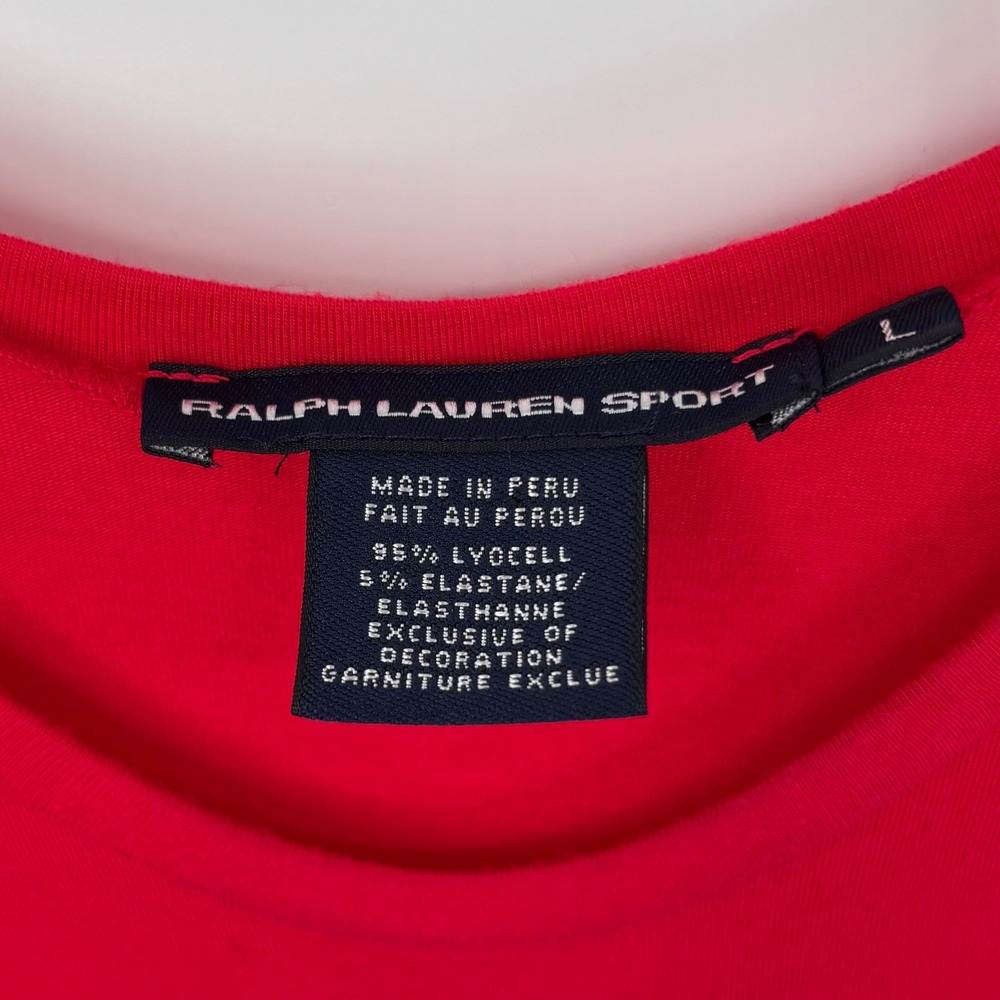 Ralph Lauren Sport Red Long Sleeve Scoop Neck T Shirt Sz L Fitted Y2K Retro - Picture 2 of 9